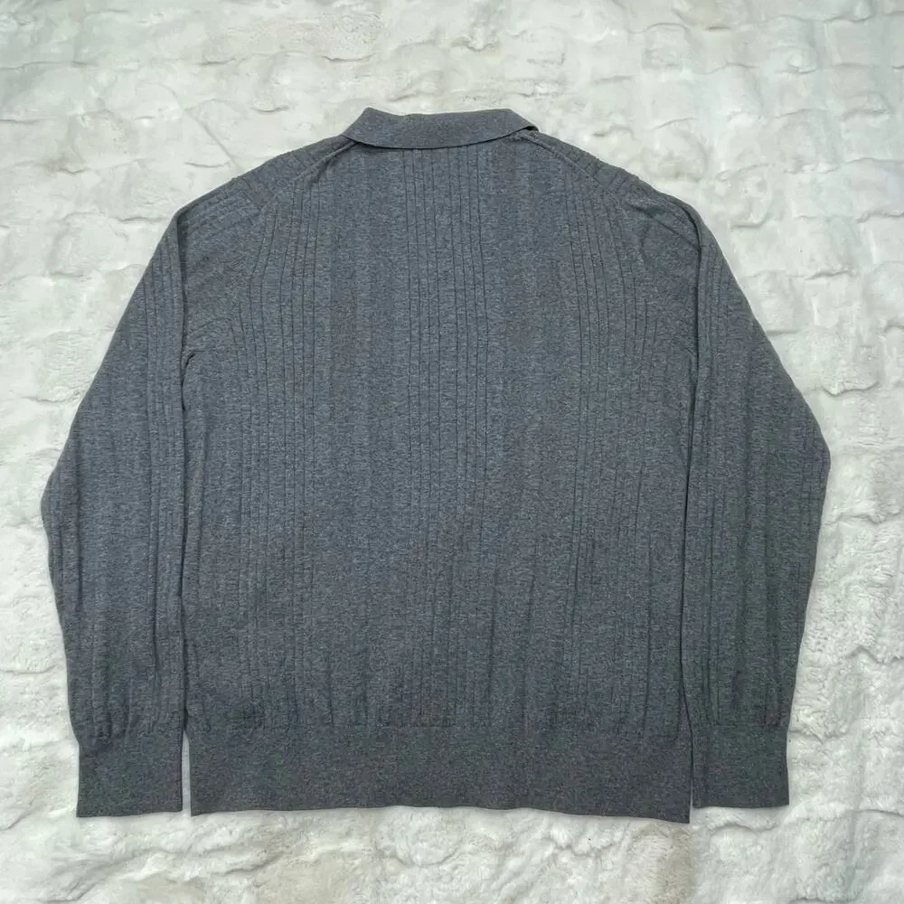 NWT $100 Banana Republic Organic Cotton Ribbed Sweater Polo Long Sleeve Mens L